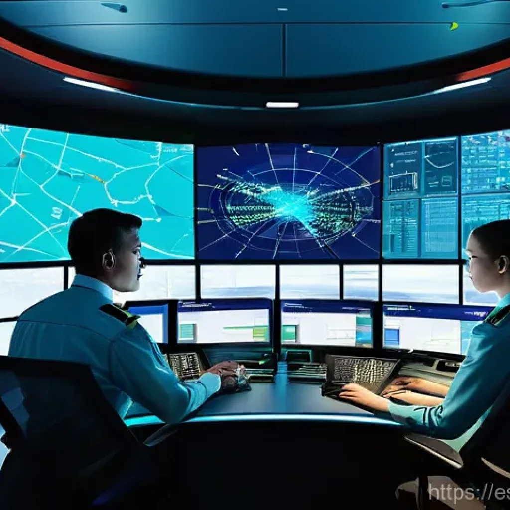 AI 기반 항공 관제 시스템 - **Prompt 1: AI-Enhanced Air Traffic Control Room**
    A futuristic, brightly lit air traffic contro...