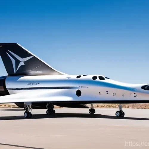 버진 갤럭틱 우주 관광 - **Prompt:** A state-of-the-art Virgin Galactic Delta Class spacecraft, gleaming under the bright New...