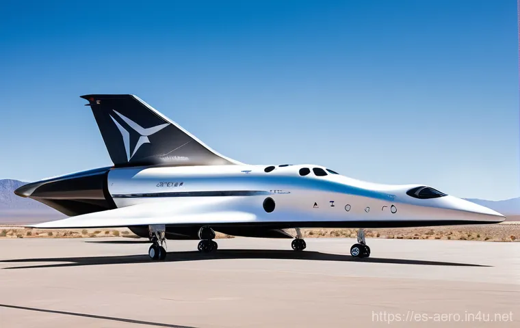 버진 갤럭틱 우주 관광 - **Prompt:** A state-of-the-art Virgin Galactic Delta Class spacecraft, gleaming under the bright New...