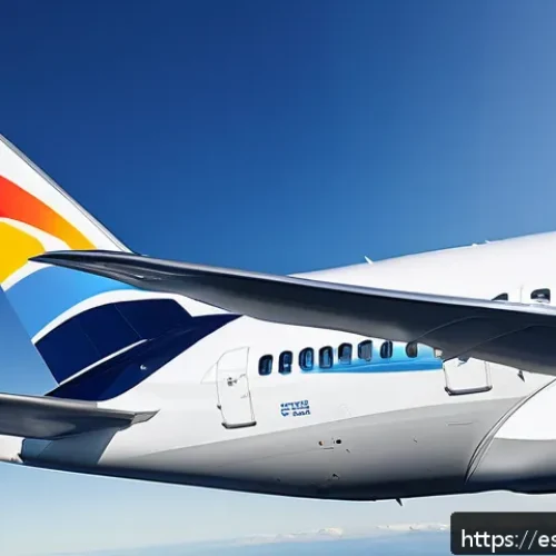보잉 vs 에어버스 기술 비교 - A highly detailed, photorealistic image of a modern commercial airplane wing showcasing advanced aer...